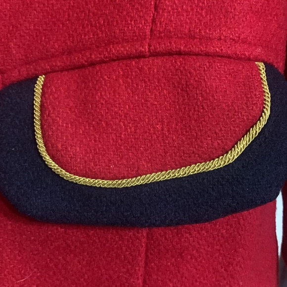 Original Doren Girl Coat Red / Navy Gold rope trim size 6x 100% wool - Picture 2 of 12